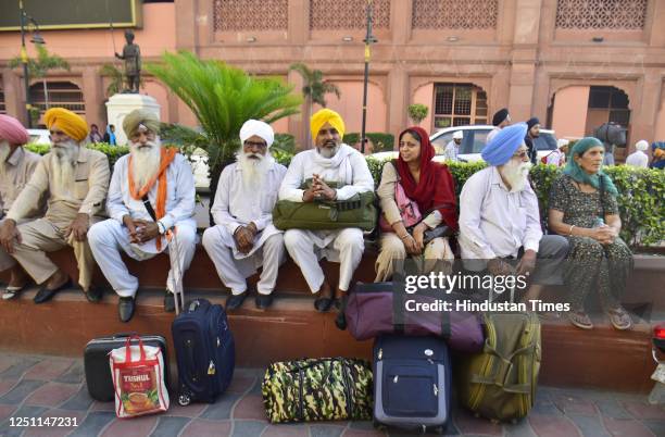 Sikh pilgrims leaving for Pakistan to celebrate Baisakhi Festival, on April 9, 2023 in Amritsar, India.