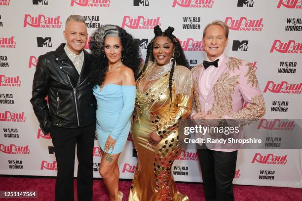 Ross Mathews, Michelle Visage, Ts Madison and Carson Kressley attend "RuPaul's Drag Race" Season 15 Finale Taping at Ace Hotel on April 01, 2023 in...