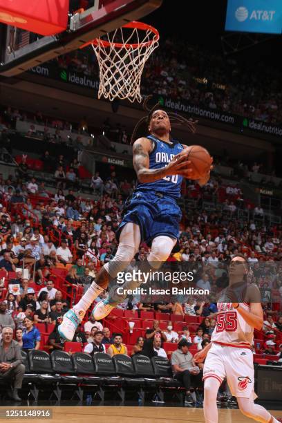 Markelle Fultz of the Orlando Magic goes to the basket during the game on April 9, 2023 at FTX Arena in Miami, Florida. NOTE TO USER: User expressly...