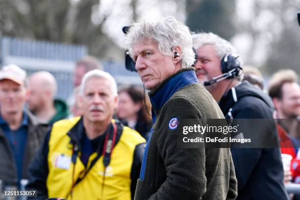 Gert Jan Verbeek looks on during the Dutch Eredivisie match between FC Emmen and NEC Nijmegen at De Oude Meerdijk on April 9, 2023 in Emmen,...