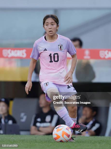 Mana Iwabuchi of Japan Women during the International Friendly Women match between Portugal Women v Japan Women at the Estadio D Afonso Henriques on...