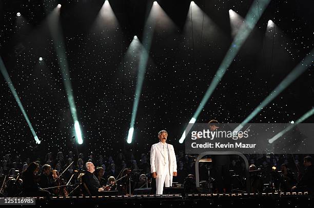 Andrea Bocelli performs at the Central Park, Great Lawn on September 15, 2011 in New York City.