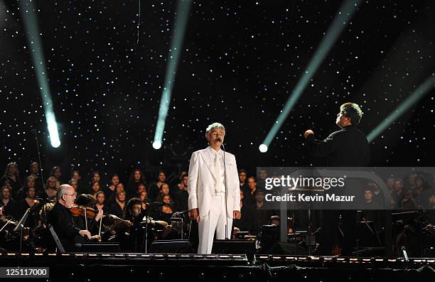 Andrea Bocelli performs at the Central Park, Great Lawn on September 15, 2011 in New York City.