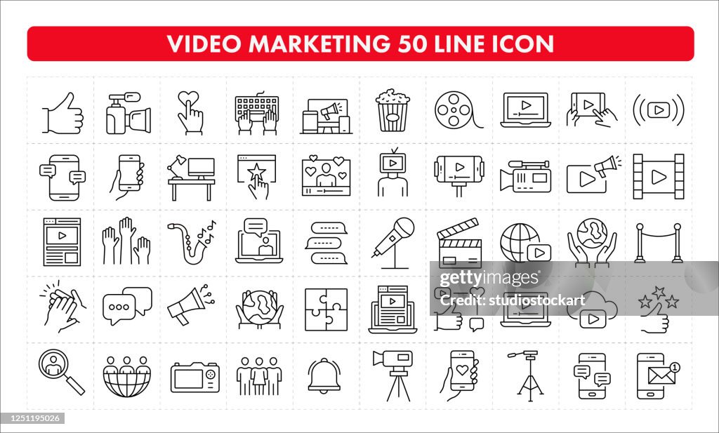 Icono de línea Video Marketing 50
