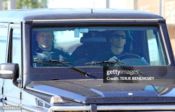 Terror charged Anders Behring Breivik is taken by a police vehicle from Ila prison on July 29, 2011 and brought to the main police station in Oslo...