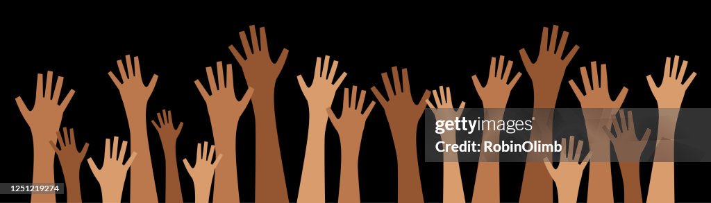 Diverse Graphic Raised Hands