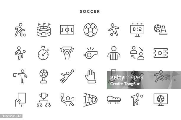ilustrações de stock, clip art, desenhos animados e ícones de soccer icons - guarda redes