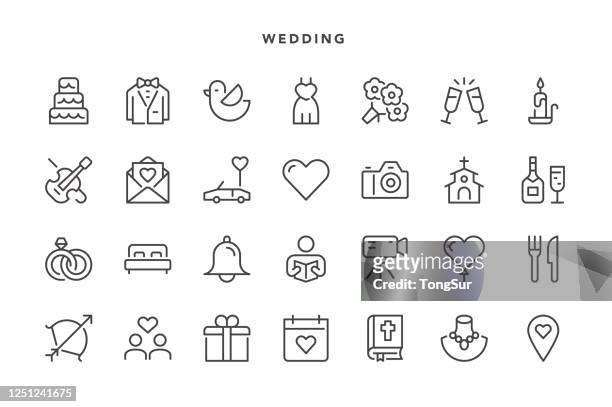 stockillustraties, clipart, cartoons en iconen met de pictogrammen van het huwelijk - married