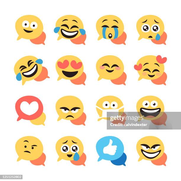 emoticons essential pack speech bubbles - face mask wrong stock illustrations