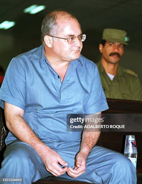 Salvadoran Otto Rodriguez Llerena sits during a court proceeding in which he is accused of terrorism. El salvadoreno Otto Rodriguez Llerena acusado...