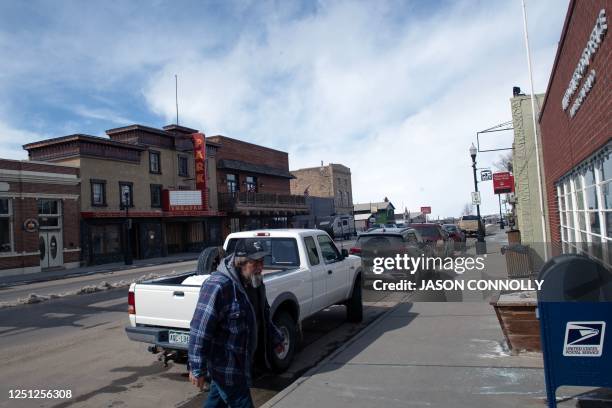 Man walks into the post office in Walden, Colorado on March 27, 2023. - Walden is the most populous town in the sparsely populated Jackson County....