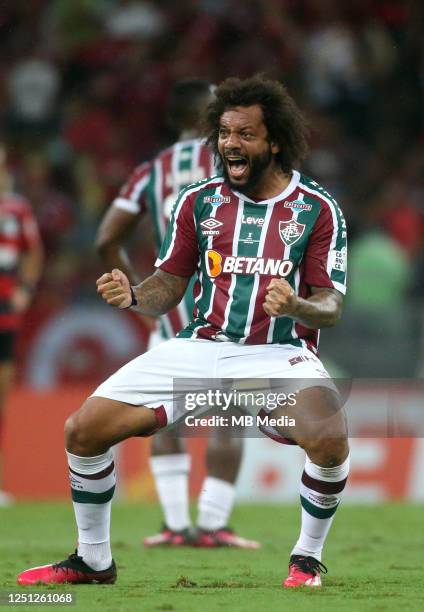 Marcelo of Fluminense celebrates after scoring the team's first goal during the Carioca Championship 2023 Final Match Leg2 between Fluminense FC and...