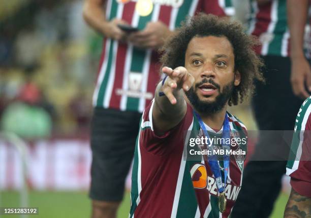 Marcelo of Fluminense FC celebrates the victory in the Carioca Championship 2023 Final Match Leg2 between Fluminense FC and CR Flamengo at Maracana...