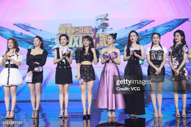 Host Wu Xin, actress Kitty Zhang Yuqi, Regina Wan Qian, Annie Yi, Eva Huang Shengyi, Lemon Zhang Meng, Liu Yun and singer Yisa Yu Kewei attend a...
