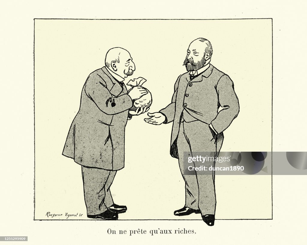 Banker Handing Over Bag Of Money To Rich Man Victorian High-Res Vector  Graphic - Getty Images