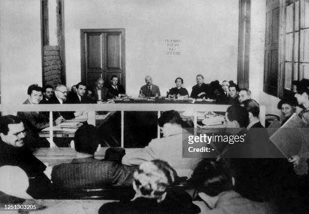 Picture taken in April 1937 in Mexico of the Dewey Commission, officially the "Commission of Inquiry into the Charges Made against Leon Trotsky in...