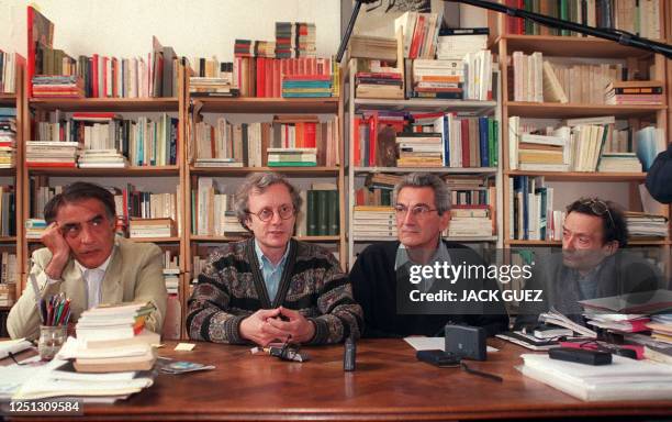 Antonio Negri , an Italian political scientist, addresses media 27 June 1997 in Paris, announcing his surrender to the Italian authorities and his...