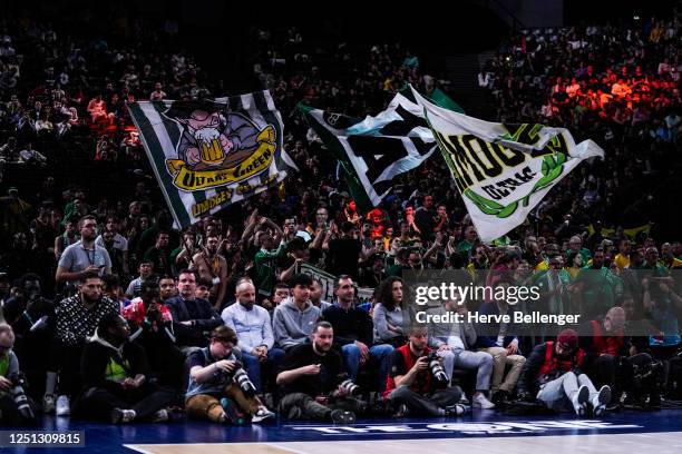 Fans Limoges during the Betclic Elite match between Paris and Limoges at Halle Georges-Carpentier on April 9, 2023 in Paris, France.