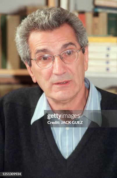 Antonio Negri, an Italian political scientist, addresses media 27 June 1997 in Paris, announcing his surrender to the Italian authorities and his...