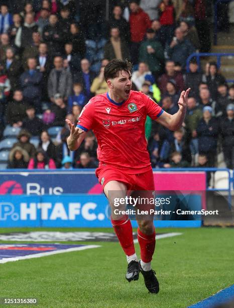 Blackburn Rovers' Joseph Rankin-Costello celebrates scoring his side's first goal during the Sky Bet Championship between Huddersfield Town and...