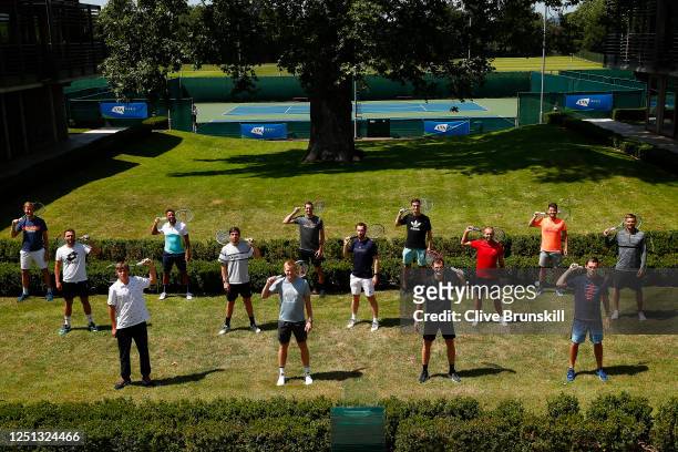 Front row : Jack Draper, Kyle Edmund, Jamie Murray and Neal Skupski. Middle row : Liam Broady, Cameron Norrie, Andy Murray, Dan Evans and Lloyd...
