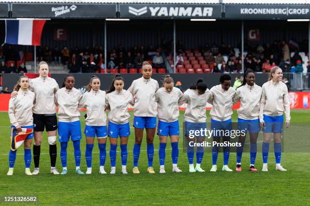 Yanmar stadium , season 2022 / 2023 , friendly match , International football women. Team France U23 before the match Netherlands U23 - France U23...