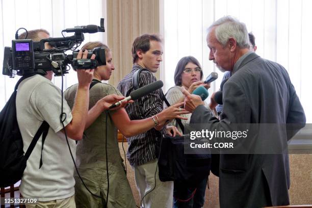 Dortmund's prosecutor, Ulrich Maass answers to journalists' questions on July 15, 2008 in the French eastern town of Maille, where he arrived for a...