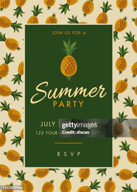 summer party invitation template. - cocktail party invitation stock illustrations