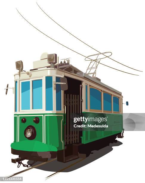 tram sketch vector - tram stock illustrations