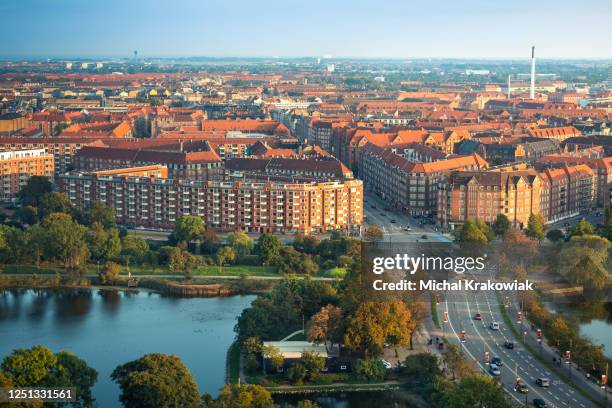 view on amager district in copenhagen. - copenhagen canal stock pictures, royalty-free photos & images