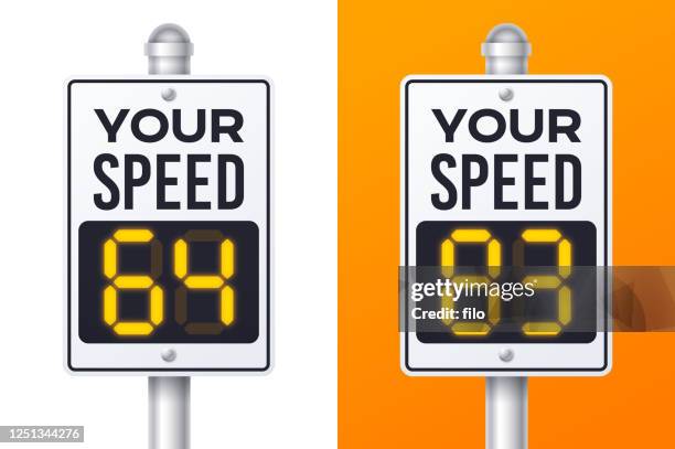 ihr speed speeding warning street sign - geschwindigkeitsbegrenzung stock-grafiken, -clipart, -cartoons und -symbole
