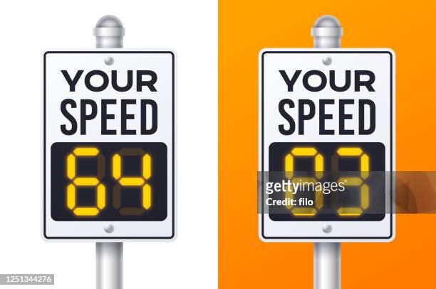 your speed speeding warning street sign - speed limit sign stock illustrations