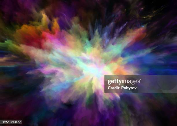 bunte regenbogen holi farbe farbe pulver explosion isoliert schwarz hintergrund - farbpulver stock-grafiken, -clipart, -cartoons und -symbole