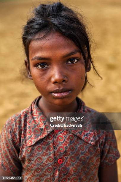 portrait of little indian girl - nepal children stock pictures, royalty-free photos & images
