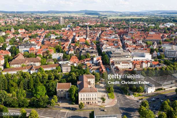 Panoramic picture of the city center of the university town of Goettingen on June 22, 2020 in Goettingen, Germany.
