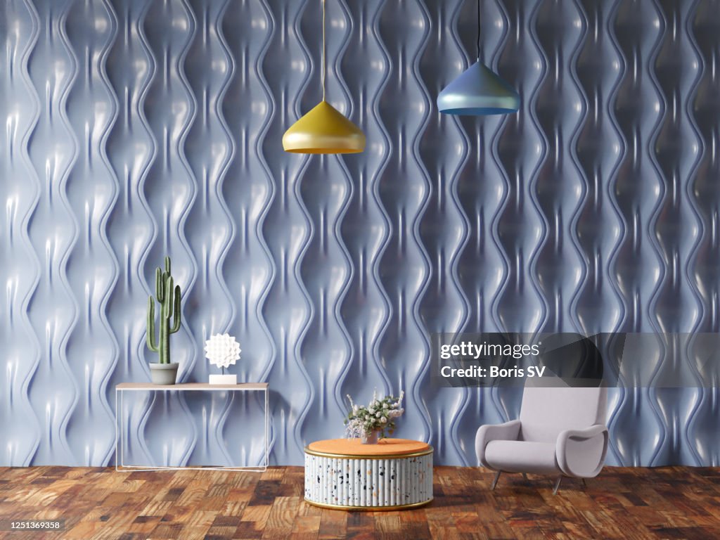 Blue room in mid-century style
