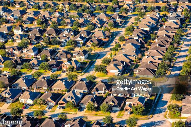 suburban houston subdivision aerial - houston texas stock pictures, royalty-free photos & images