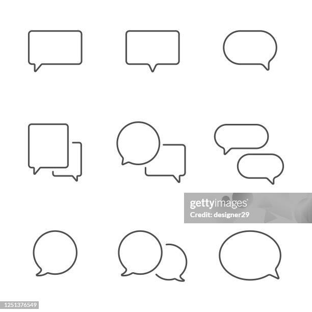 bildbanksillustrationer, clip art samt tecknat material och ikoner med ikonuppsättning för pratbubbla linje. - tal text