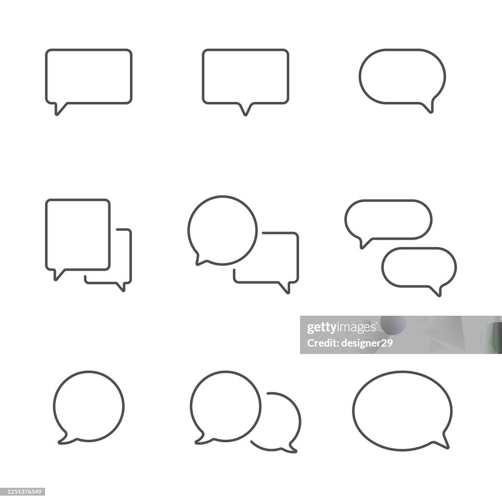 Speech Bubble Line Icon Set Vector Design.
