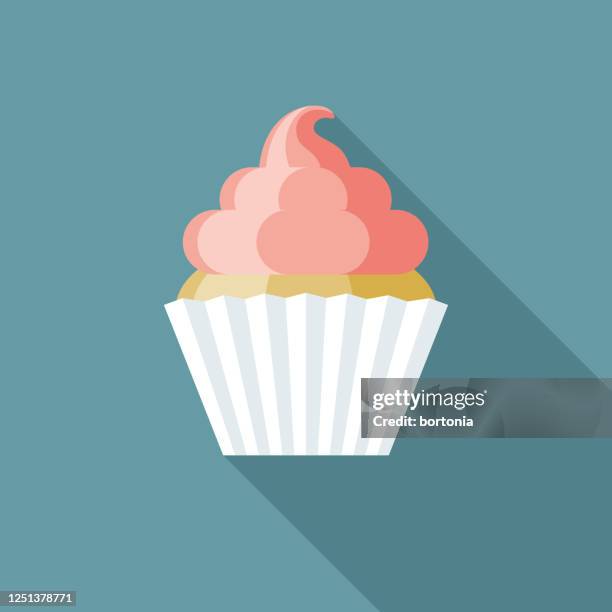 illustrazioni stock, clip art, cartoni animati e icone di tendenza di icona di pink cupcake gender reveal - cupcake