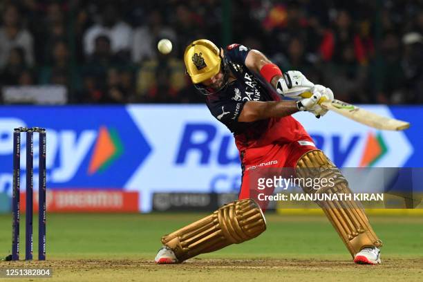 Royal Challengers Bangalore's Glenn Maxwell plays a shot during the Indian Premier League Twenty20 cricket match between Royal Challengers Bangalore...