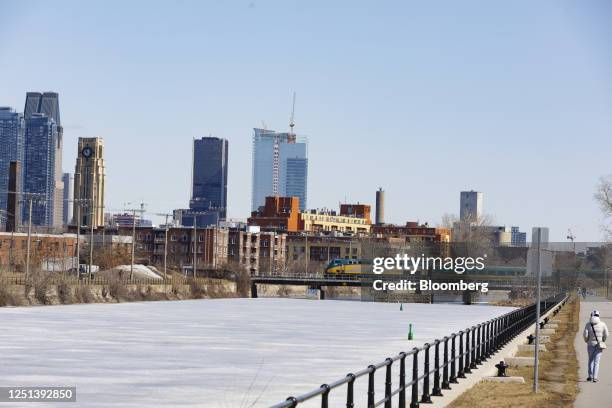 Via Rail train crosses the Lachine Canal in Montreal, Quebec, Canada, on Saturday, April 8, 2023. The Bloomberg Nanos Canadian Confidence Index,...