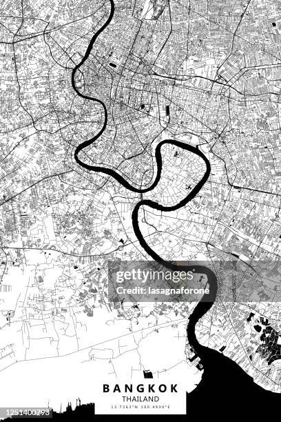 bangkok, thailand vector map - bangkok river stock illustrations