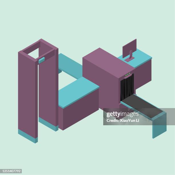 vector drawing isometric security checkpoint machine. - border control isometric stock illustrations