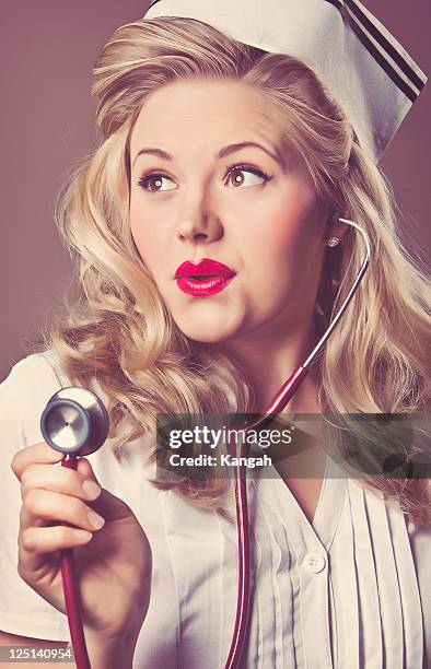 retro nurse - 40s pin up girls stock pictures, royalty-free photos & images