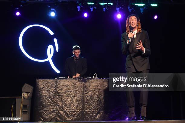 Ghali is seen performing at the Aniye By fashion show at Magazzini Generali on June 22, 2020 in Milan, Italy.