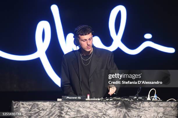 Davide Dev is seen performing at the Aniye By fashion show at Magazzini Generali on June 22, 2020 in Milan, Italy.