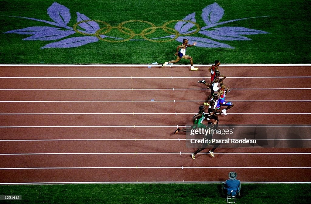 A general view of the men's 100m finals won by Donovan Bailey of the Canada