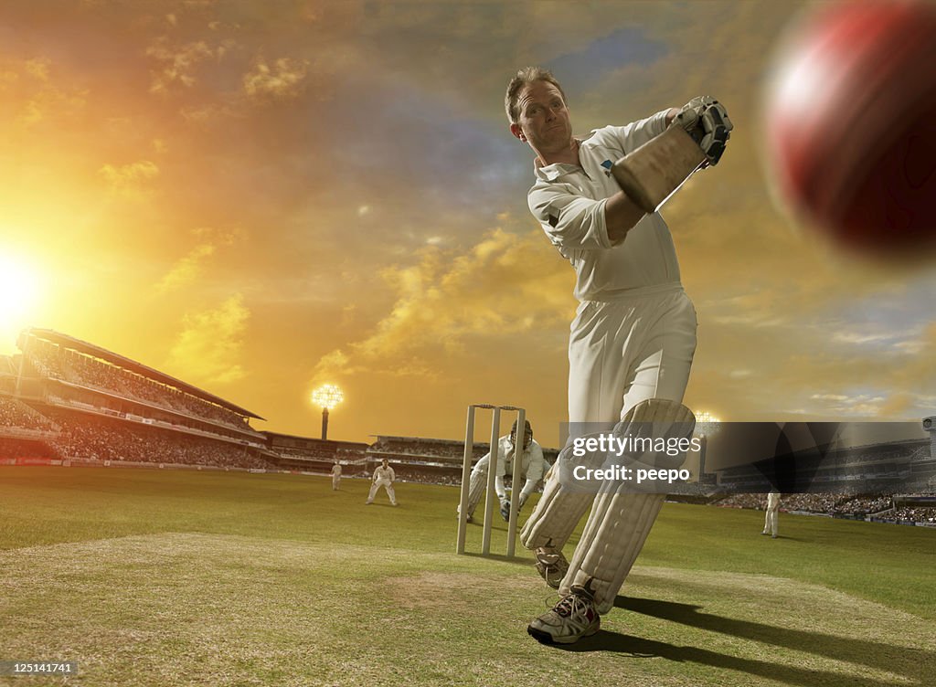 Cricket bateador en acción