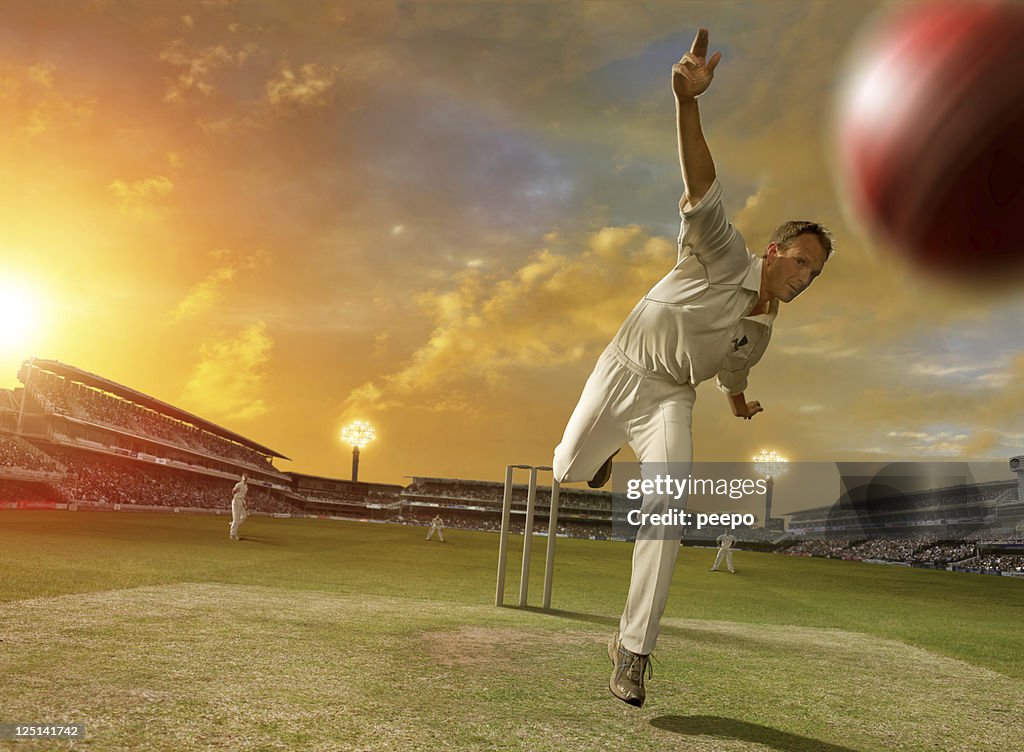 Cricket Bowler in Action